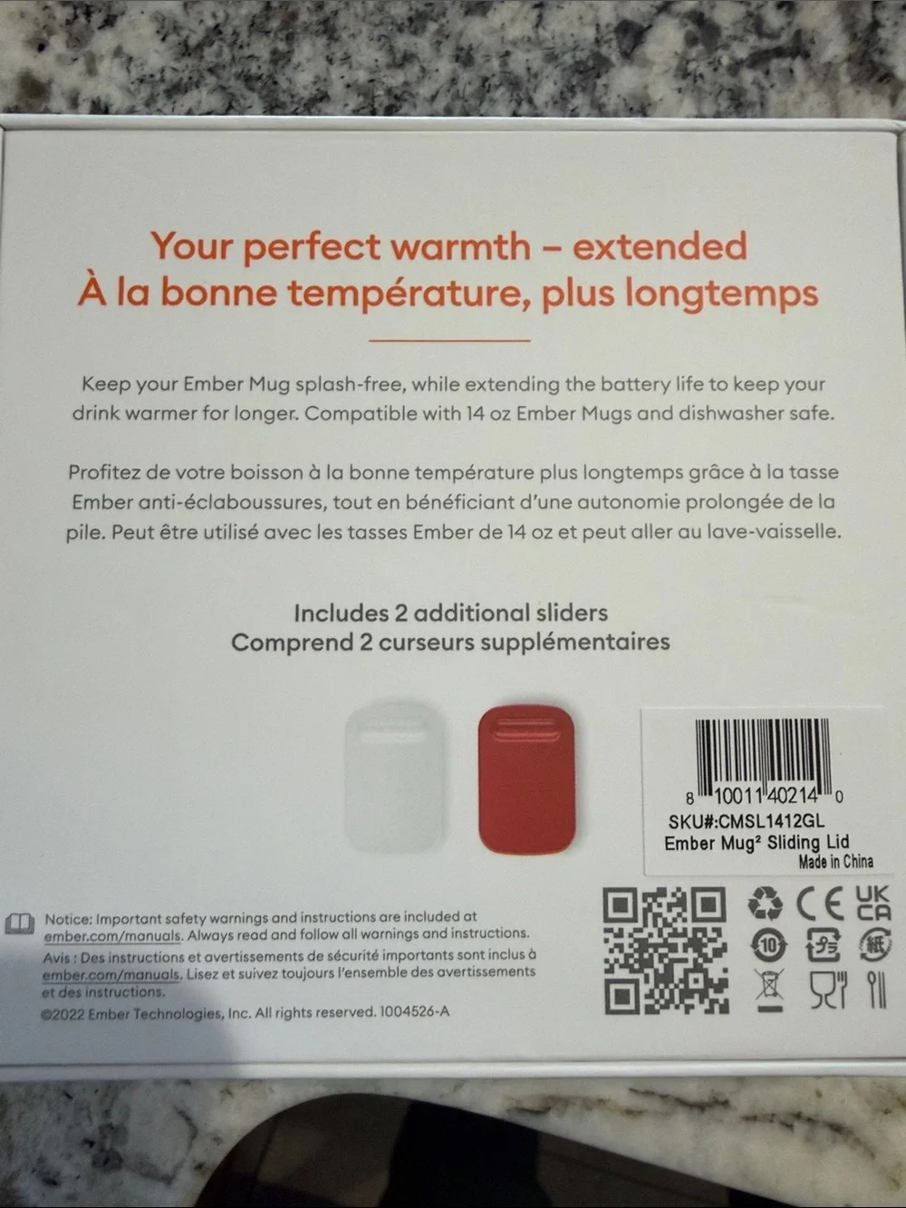 Ember 2 Temperature Control Mug 14oz with Sliding Lid - Stainless Steel Edition